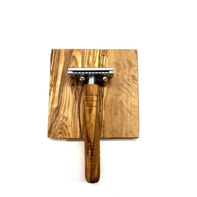 Holder for wet razors (suitable for almost all common types) olive wood