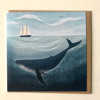 Tarjeta de saludos de ballena jorobada
