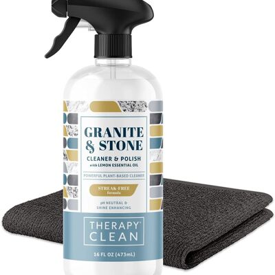 Therapy Daily Granite Cleaner and Polish with Large Microfiber Cloth, 16 fl. oz.