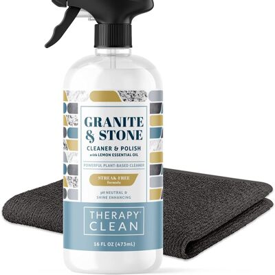 Therapy Daily Granite Cleaner and Polish with Large Microfiber Cloth, 16 fl. oz.