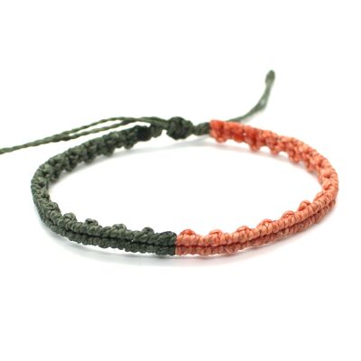 Oliv-Lachs minimalistisches Fadenarmband