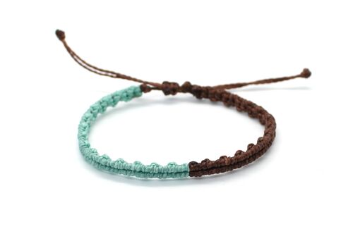 Blue-chocolate brown minimalist thread bracelet