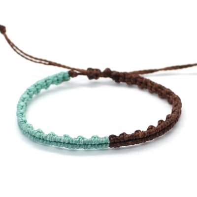 Blue-chocolate brown minimalist thread bracelet