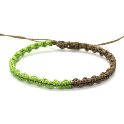 Lime green-brown minimalist thread bracelet