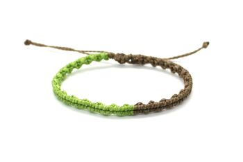 Bracelet fil minimaliste vert citron-marron 1