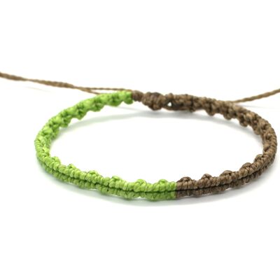 Bracelet fil minimaliste vert citron-marron