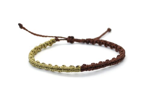 Chocolate brown and metallic minimalist thread bracelet