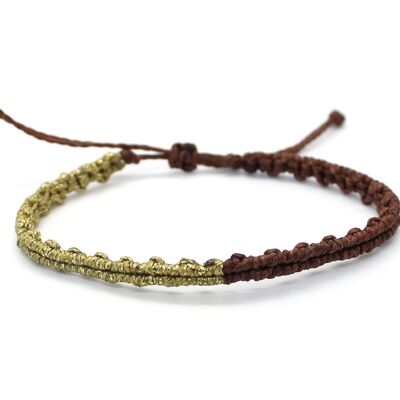 Chocolate brown and metallic minimalist thread bracelet