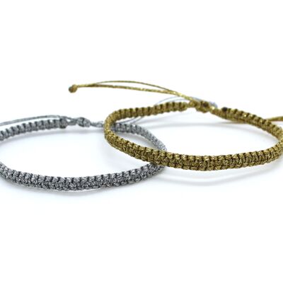 Square knot metallic thread bracelet