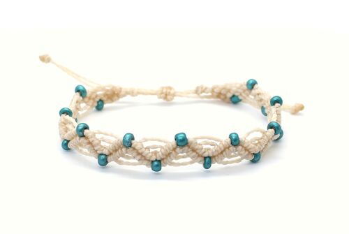 Beige wavy bracelet with blue beads