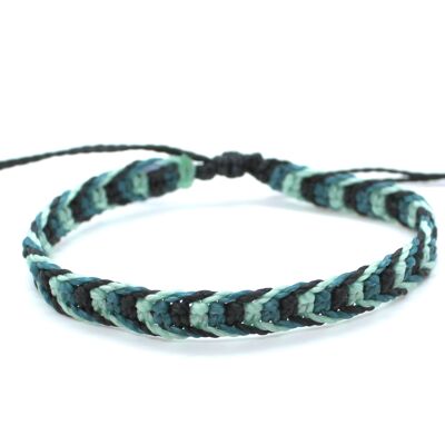 Blue and black chevron bracelet - unisex handmade macrame bracelet