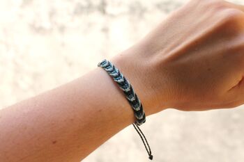 Bracelet chevron bleu et noir - bracelet macramé fait main unisexe 3