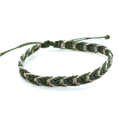 Green chevron bracelet II - unisex handmade macrame bracelet