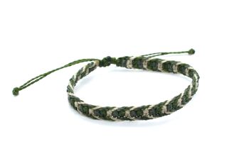 Bracelet chevron vert II - bracelet macramé fait main unisexe 1