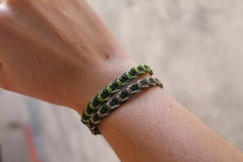 Bracelet chevron vert II - bracelet macramé fait main unisexe 4