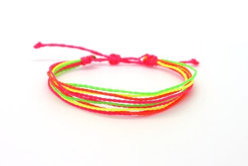 Multi string bracelet Dazzling neon  - handmade bracelet made of wax strings