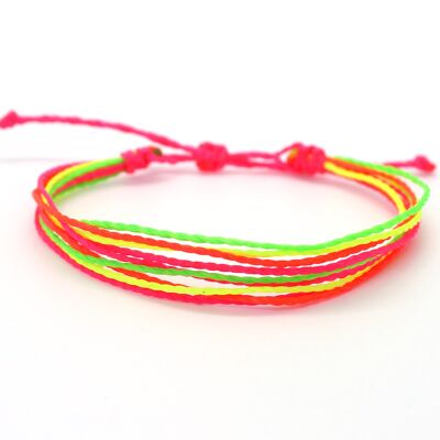 Multi string bracelet Dazzling neon  - handmade bracelet made of wax strings