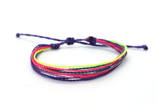 Multi string bracelet Neon lights - handmade bracelet made of wax strings