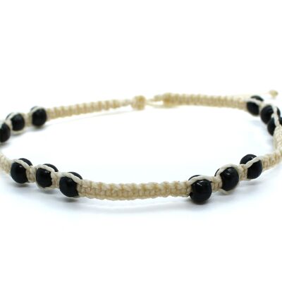 Hippie ankle bracelet with black beads