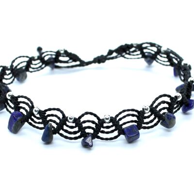 Bracelet de cheville avec éclats de lapis-lazuli