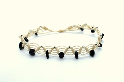 Anklet with black obsidian chips