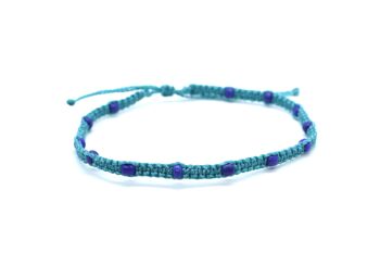 Bracelet de cheville bleu perlé 1