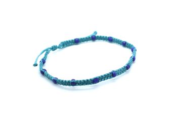 Bracelet de cheville bleu perlé 2