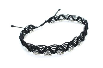 Bracelet de cheville noir avec perles d'argent 2