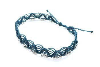 Bracelet de cheville bleu sarcelle avec perles d'argent 2