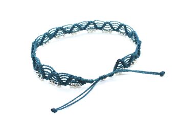 Bracelet de cheville bleu sarcelle avec perles d'argent 3