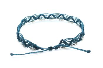 Bracelet de cheville bleu sarcelle avec perles d'argent 4