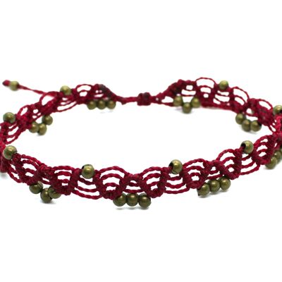 Bracelet de cheville tribal marron avec perles en métal