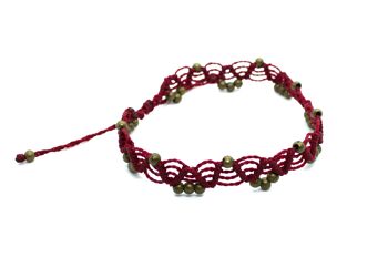 Bracelet de cheville tribal marron avec perles en métal 2