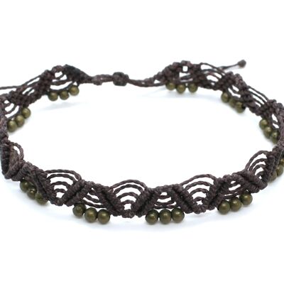 Bracelet de cheville ethnique marron avec perles bronze