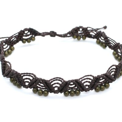 Brown ethnic anklet with bronze beads