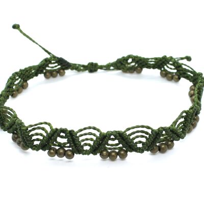 Bracelet de cheville ethnique vert avec perles bronze