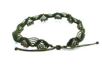 Bracelet de cheville ethnique vert avec perles bronze 2