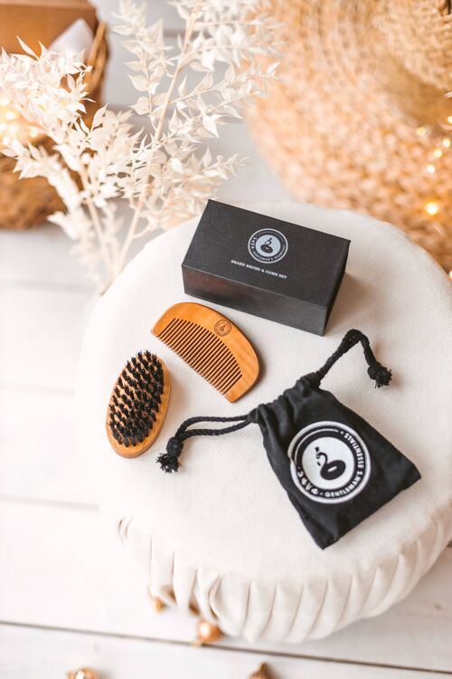 Pocket Beard Brush and Comb Grooming Set • Gift Set for Men