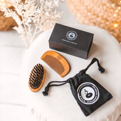Pocket Beard Brush and Comb Grooming Set • Gift Set for Men