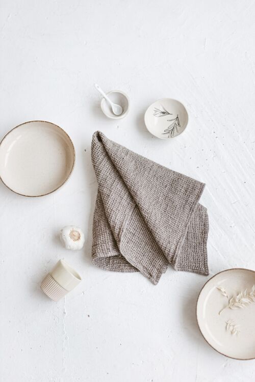 Grey Linen Cotton Blend Kitchen Towel • Thick and Durable