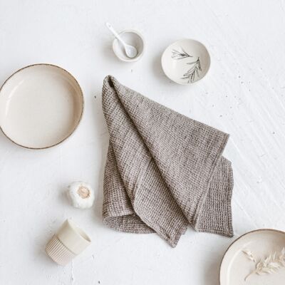 Torchon de cuisine en lin et coton gris • Épais et durable