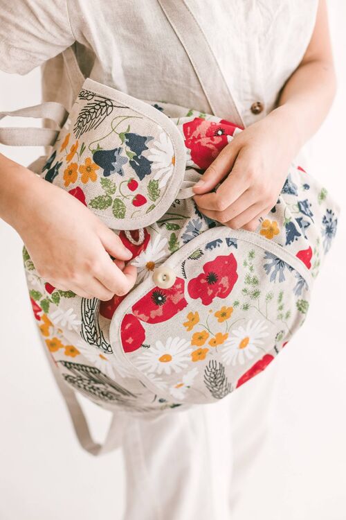 Linen Backpack • Women’s Boho Rucksack WILDFLOWERS Print
