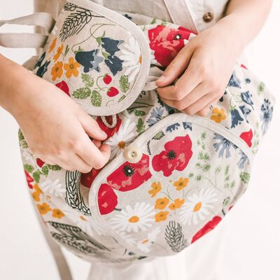 Linen Backpack • Women’s Boho Rucksack WILDFLOWERS Print