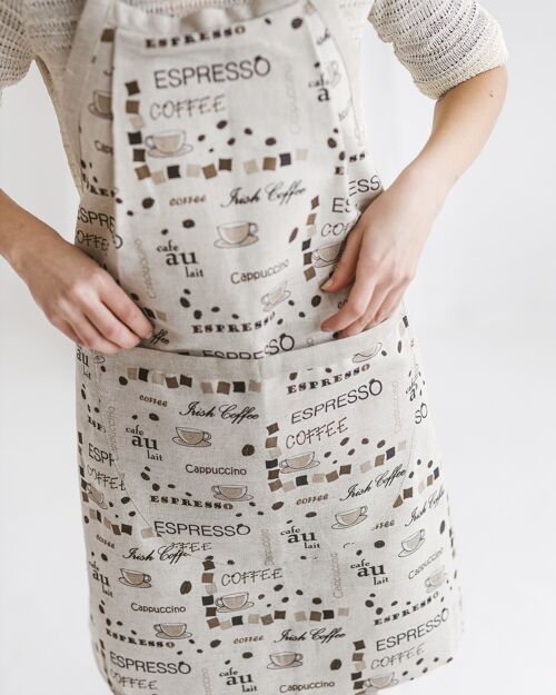 Linen Bib Apron Kitchen or Gardening COFFEE