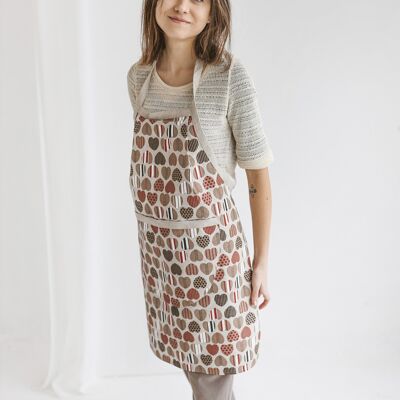 Linen Bib Apron for Kitchen or Gardening HEARTS