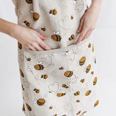 Linen Bib Apron for Kitchen or Gardening BEES