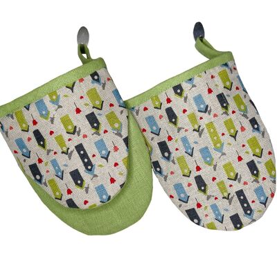 Linen Kitchen Mini Glove •  Single Cooking mitt  BIRDHOUSES Limited stock left