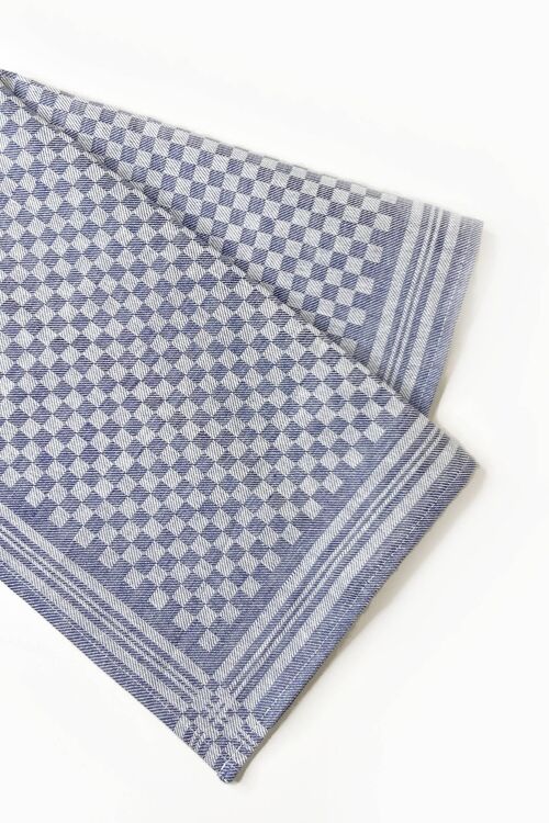 Linen Kitchen Towel • Thick and Durable • Checker Print NAVY BLUE