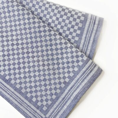 Linen Kitchen Towel • Thick and Durable • Checker Print NAVY BLUE
