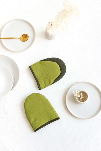 Mini gant de cuisine en lin pour four à linge VERT/OLIVE 2